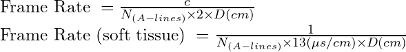 Ultrasound frame rate equation